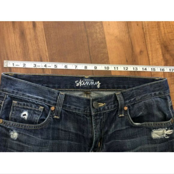 Fossil Skinny Jeans 29 Distressed Patched Denim - Picture 8 of 8